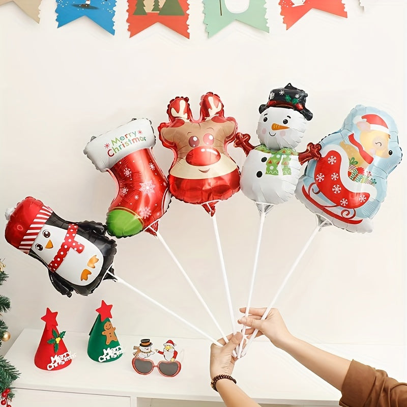 5pcs Christmas Props Mini Balloon Decorations Cartoon Balloons Thanksgiving Gift