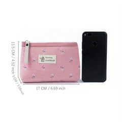 Floral Pattern Small Makeup Bag Toiletry Pouch Waterproof Cosmetic Bag