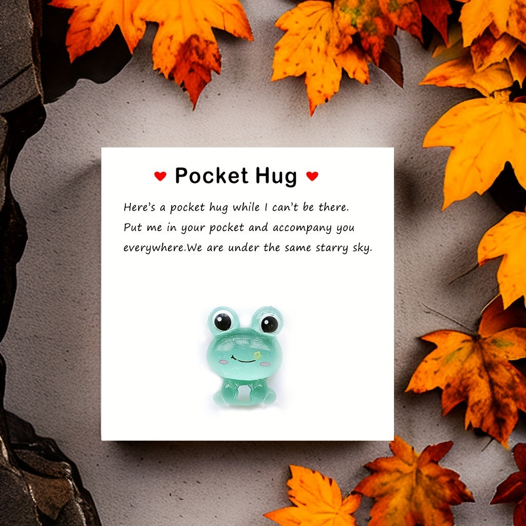 Resin Animal Decoration Pocket Hug With Greeting Card