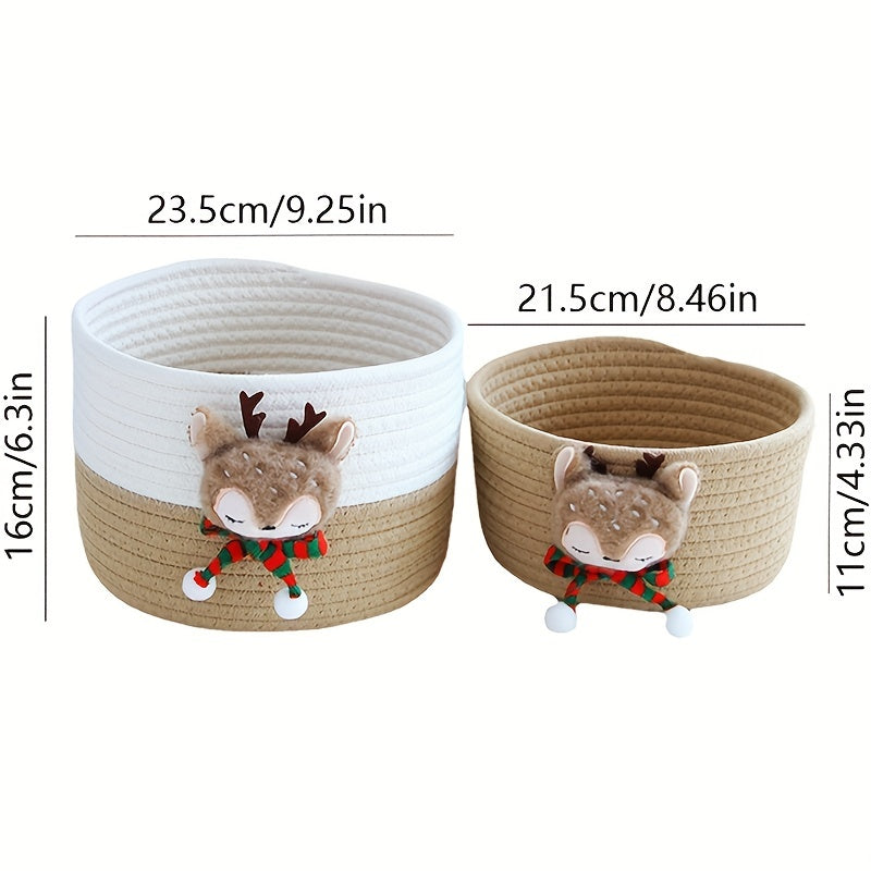 Cotton Rope Storage Basket Cartoon Makeup Organizer