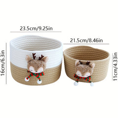 Cotton Rope Storage Basket Cartoon Makeup Organizer