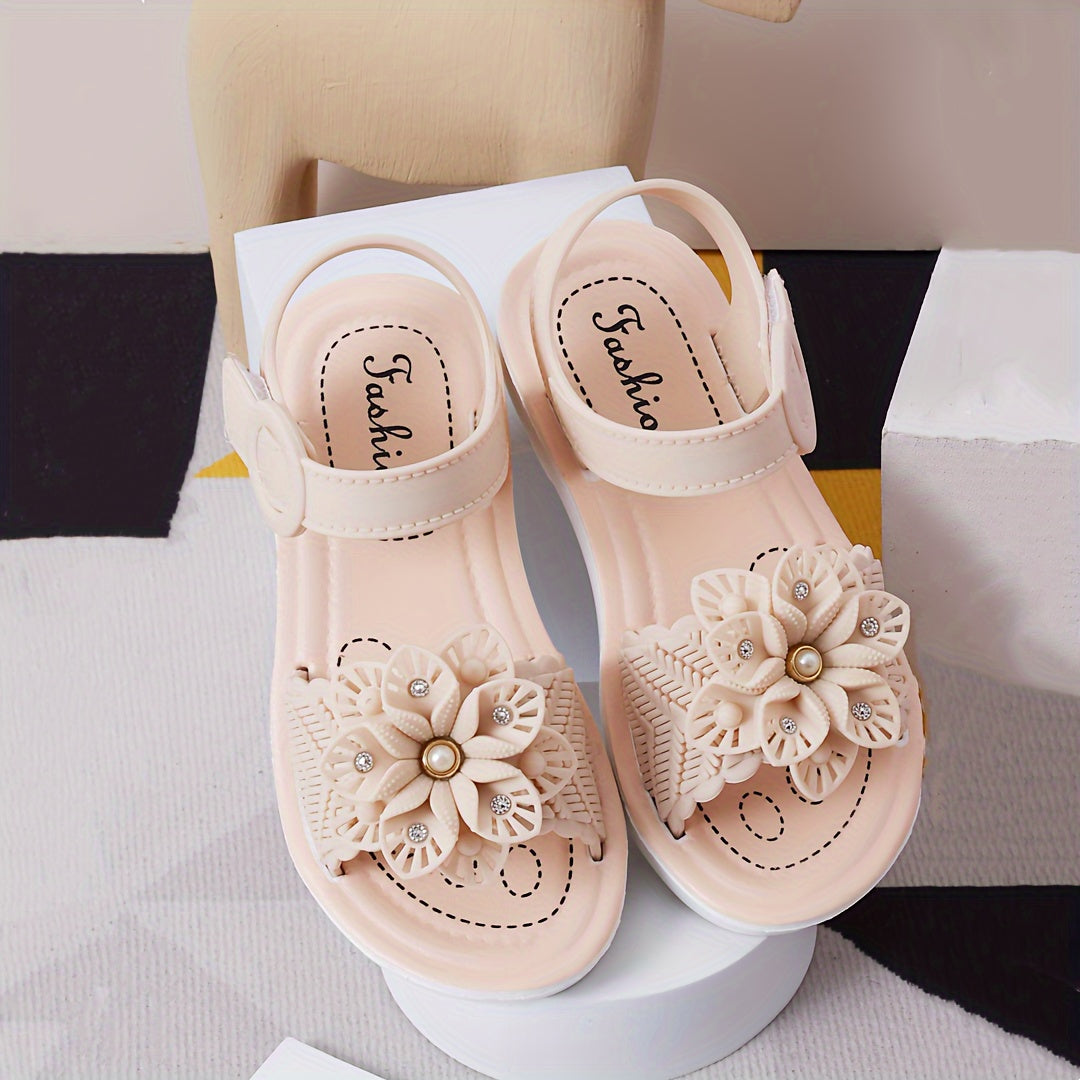JIAGEYA Flower Solid Sandals for Baby Girls - Breathable Non-slip Sandals