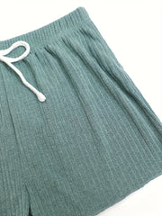 Ribbed Lounge Set Tank Top & Lace Up Shorts Women's Loungewear