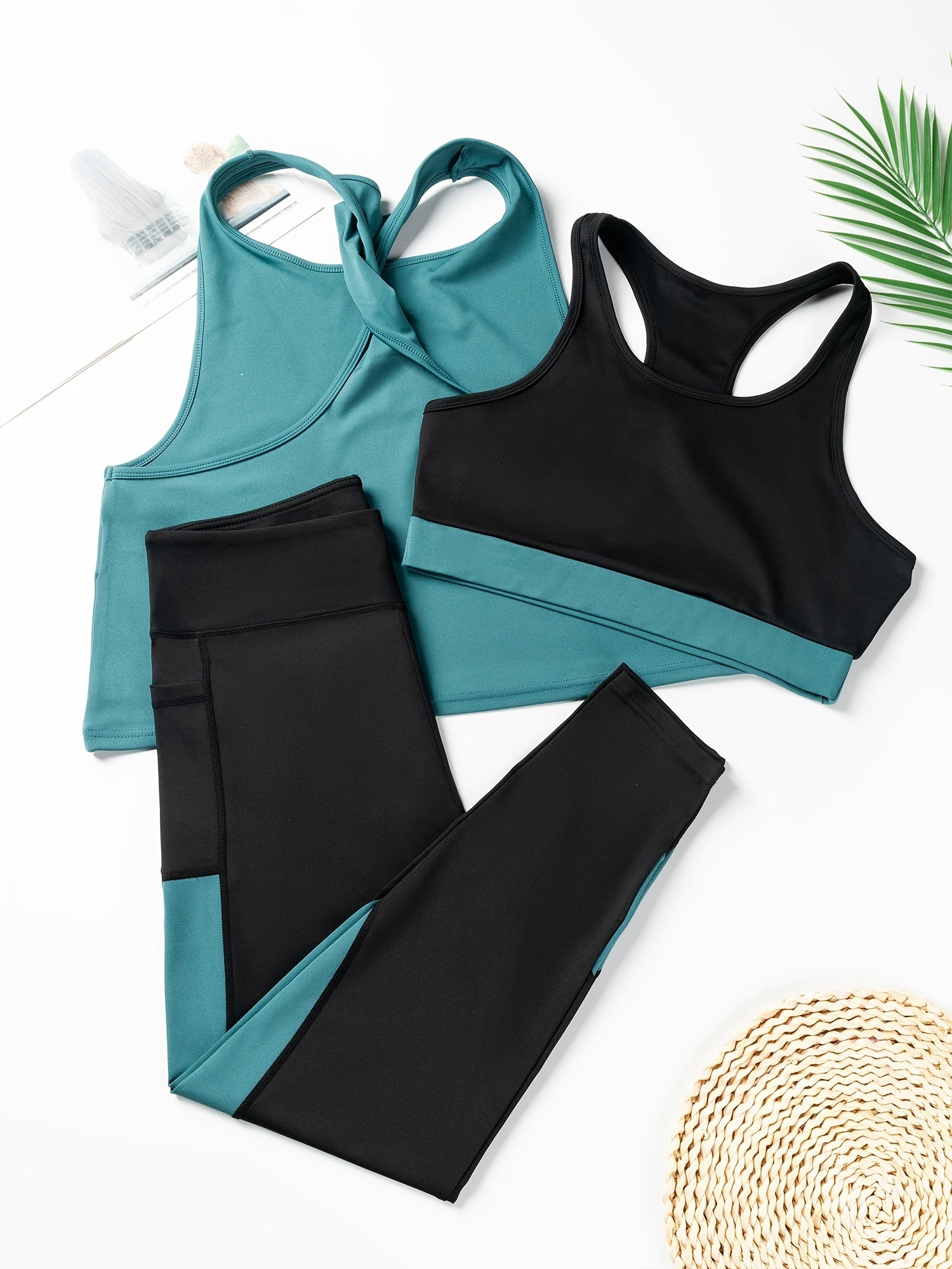 Colorblock Sports Set Bra Tank Leggings