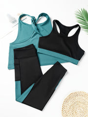 Colorblock Sports Set Bra Tank Leggings