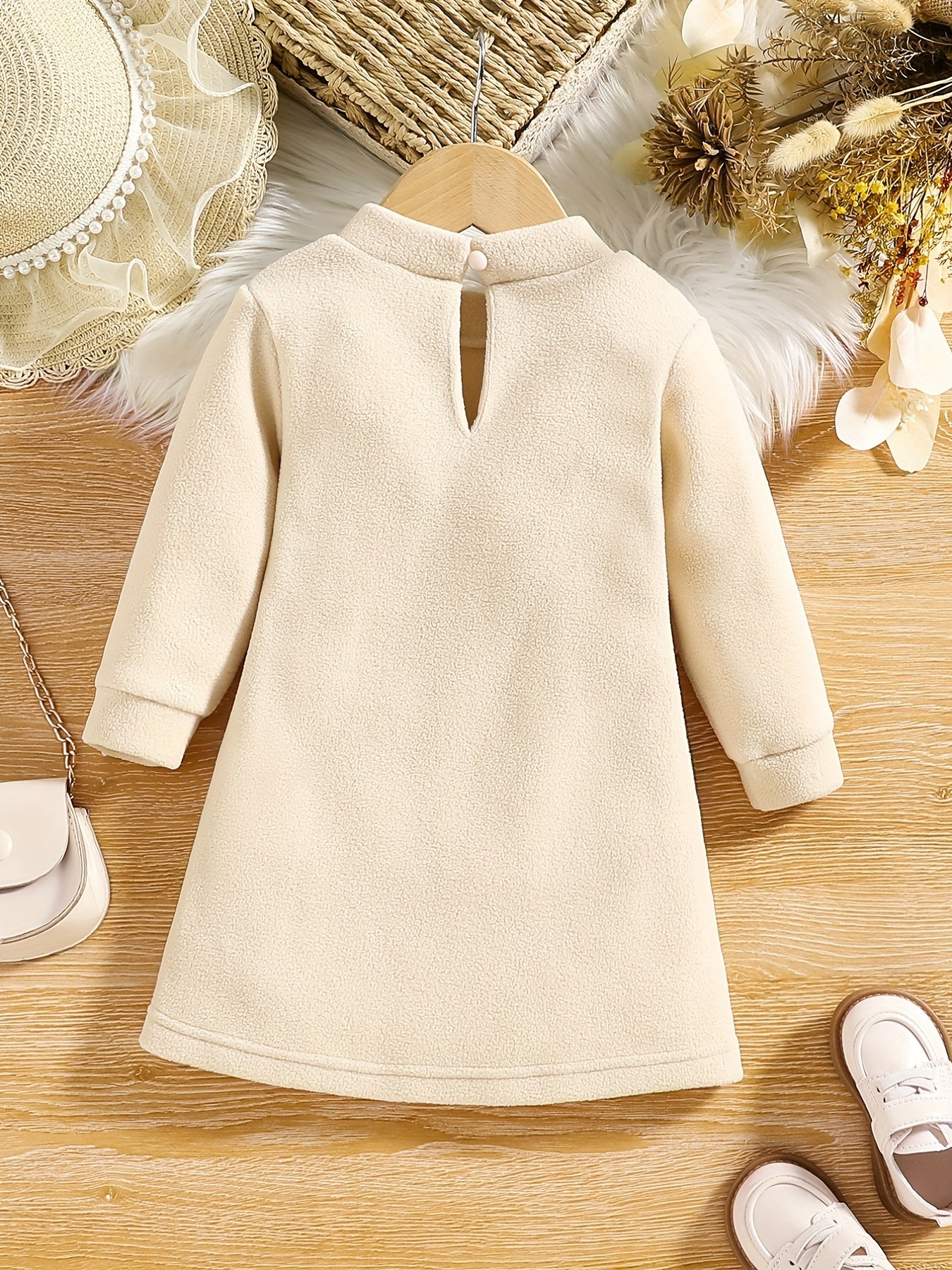 Baby Girl's Plush Bow Dress Toddler Autumn Winter Clothes