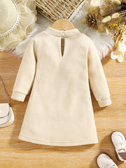 Baby Girl's Plush Bow Dress Toddler Autumn Winter Clothes