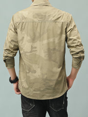 Men's Camo Pattern Button Up Long Sleeve Shirt