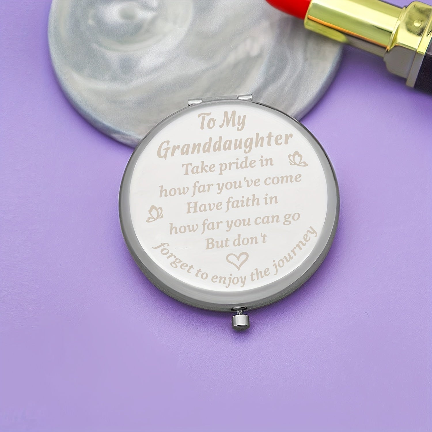 Engraved Compact Mirror Unique Mothers Birthday Wedding For Granddaughter