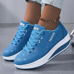 Women's Letter Pattern Non slip Chunky Sneakers Lace up Walking Shoes