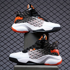 Men's High Top Breathable Basketball Shoes Lace Up Shock Absorption Sneakers