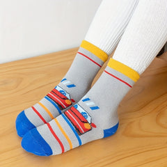 5 Pairs Kids Cartoon Pattern Crew Socks