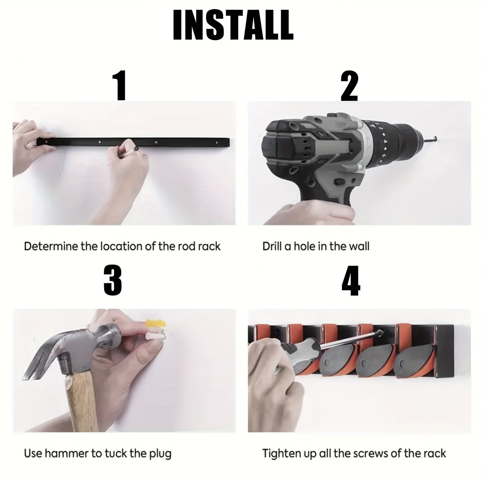 Wall Mounted Fishing Rod Holder for Convenient Storage of Fishing Gear