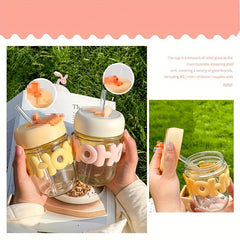 Glass Coffee Cup With Lid Travel Water Cup Mini Water Cup