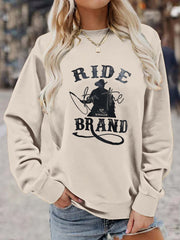 Casual Loose Long Sleeve Pullover Solid Sweatshirt for Women