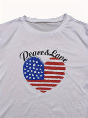 Independence Casual Outfits Set Women's Plus Flag Pattern