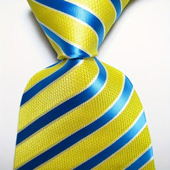 Stripe Pattern 3 Yellow Green Men's Tie