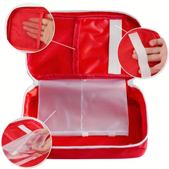 Nylon Waterproof Medicine Bag Red Mesh Zipper Handle