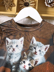 Girl's Cat 3D Pattern Sweatshirt & Sweatpants Set