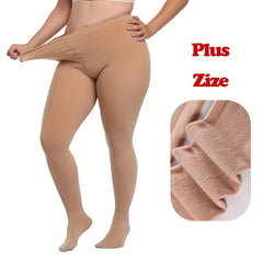 Casual Plus Size High Waist Fleece-Lined Footed Pantyhose