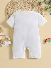 Baby Girls Cotton Short Sleeve Romper With Rainbow Print