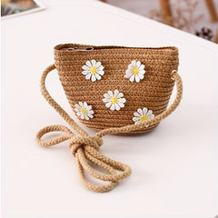 Child's Straw Hat Summer Sunshade Big Brim Straw Hat Bag Two Piece Outing