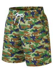 Men's Camo Beach Shorts Quick Dry Drawstring Loose Shorts