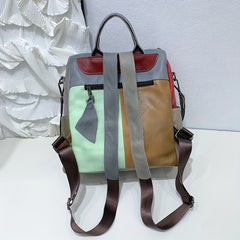 Vintage Leather Backpack for Women with Detachable Shoulder Straps