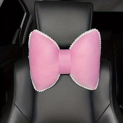 Car Headrest Neck Support Pillow Ice Silk Mesh Breathable Bow Waist Car Support