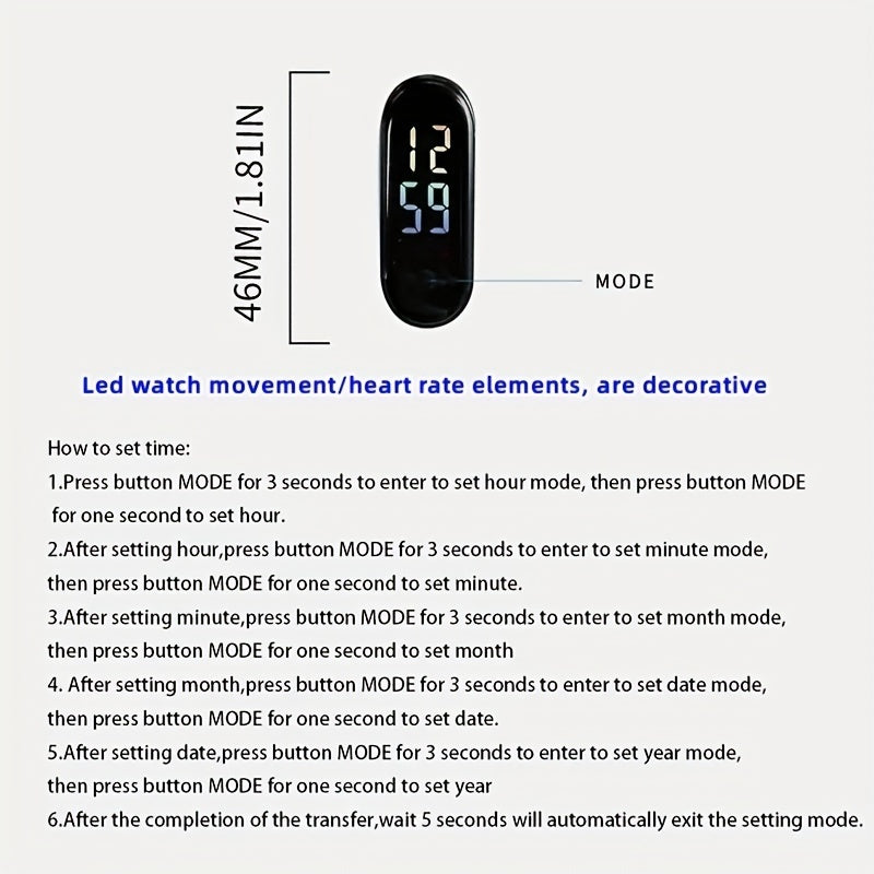 LED Kids Bracelet Watch Night Light Touch Screen Sports Electronic Watch