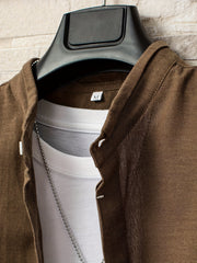 Men's Solid Button Down Shirt Long Sleeve Lapel Top