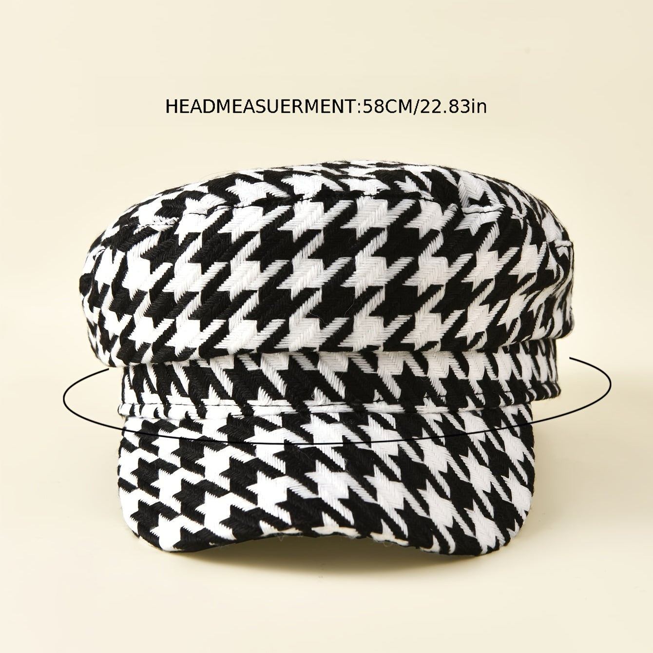 Women's Houndstooth Newsboy Cap Military Style Hat
