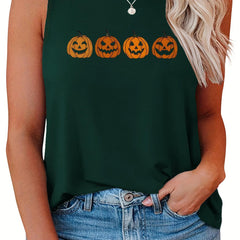 Funny Pumpkin Print Halloween Tank Top