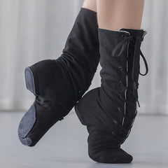 Girl's High Top Lace Up Canvas Dancing Boots Comfy Non Slip Solid Shoes