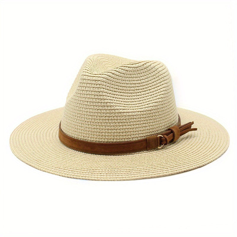 Summer Fedora Straw Hat Wide Brim Beach Vacation