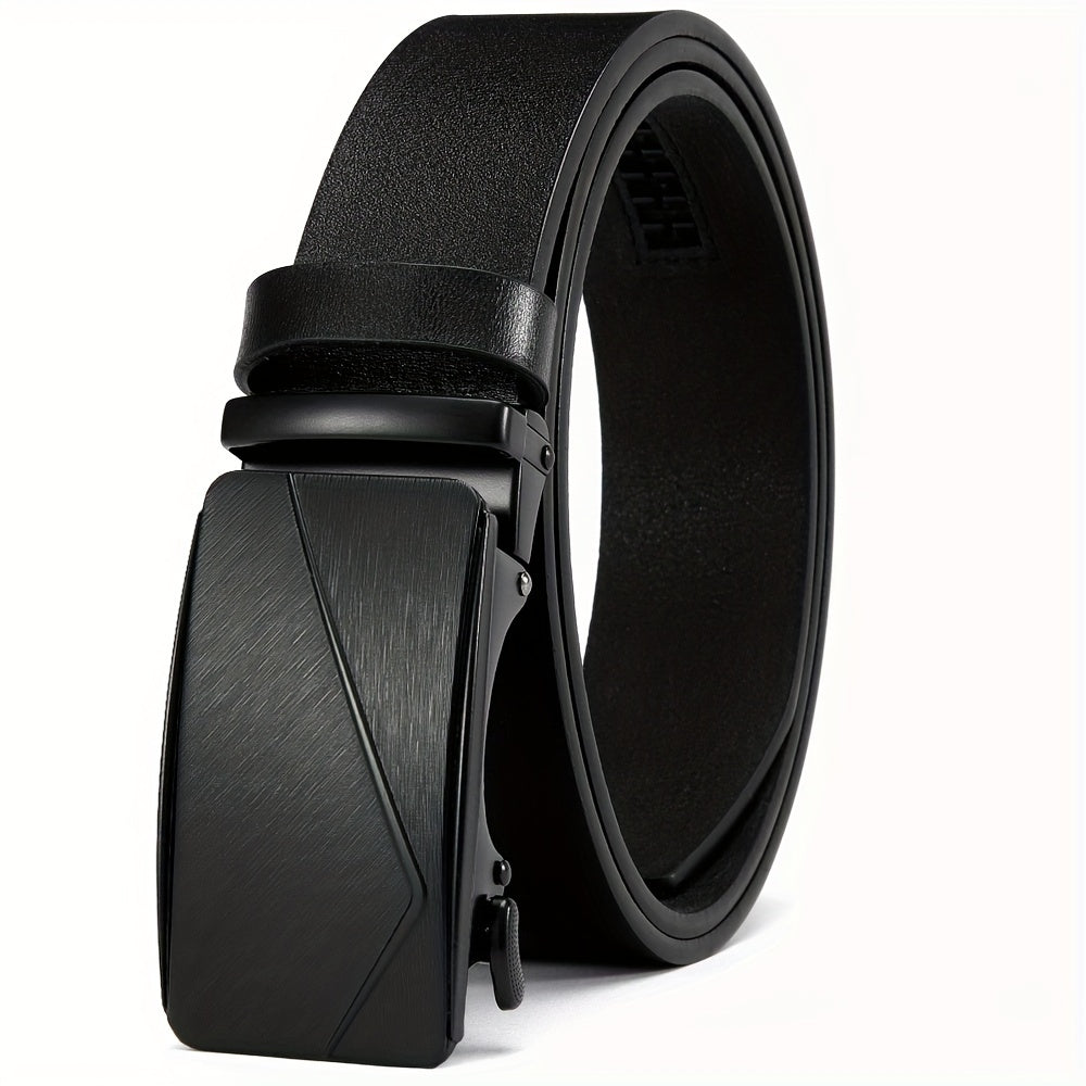 Men's Leather Ratchet Belt Automatic Buckle For Casual Jeans