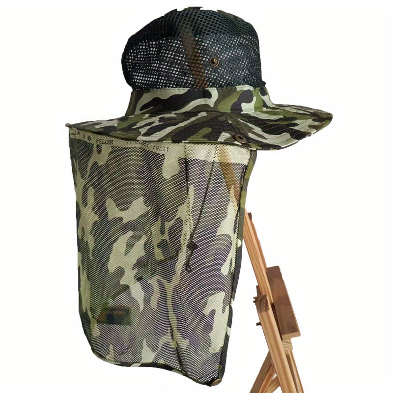 Mesh Camouflage Net Hat Sun Protection Big Brim Fishing Beach Hiking Outdoor Hat
