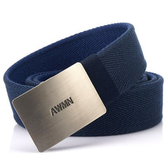 Canvas Mens Belt Leather Belt Silver Buckle Belt