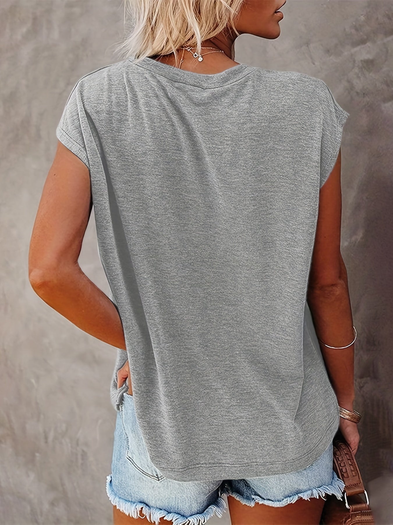 Floral Print Cap Sleeve Top Summer Crew Neck Casual Top