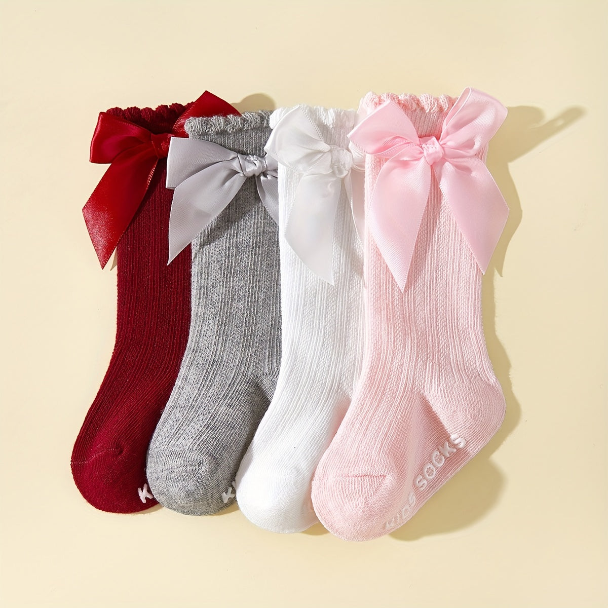 Baby Girls Bow Decor Anti Mosquito Knee High Stocking Socks