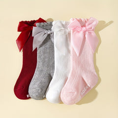 Baby Girls Bow Decor Anti Mosquito Knee High Stocking Socks