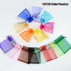 10pcs Organza Yarn Bag Small Gift Packaging Bag Drawstring Goody Bag