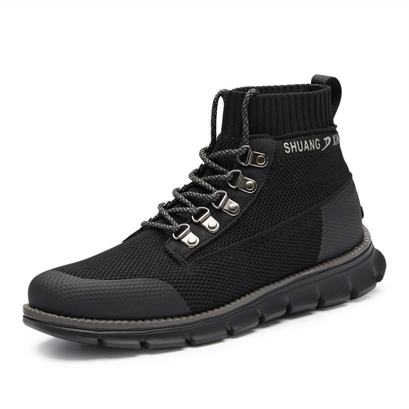 Men's Winter Knitted Lace-Up Mid Boots