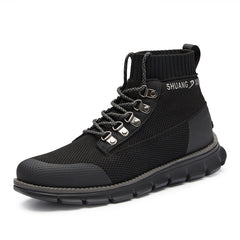 Men's Winter Knitted Lace-Up Mid Boots