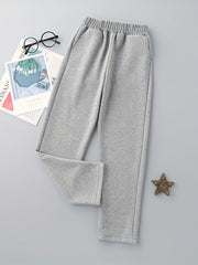Girls Striped Print High Waist Sweatpants With Pockets