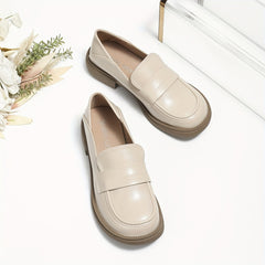 Women's Round Toe Loafers Soft Sole Chunky Shoes