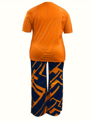 Casual Queen Print Top & Ripped Pants Set