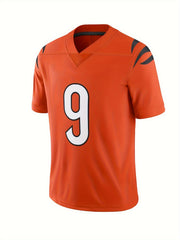 Men's American Football Jersey V-Neck Short Sleeve Embroidered Rugby Sweatshirt
