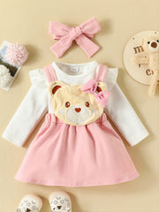 3pcs Newborn Baby Girls Rompers & Suspender Skirt Set