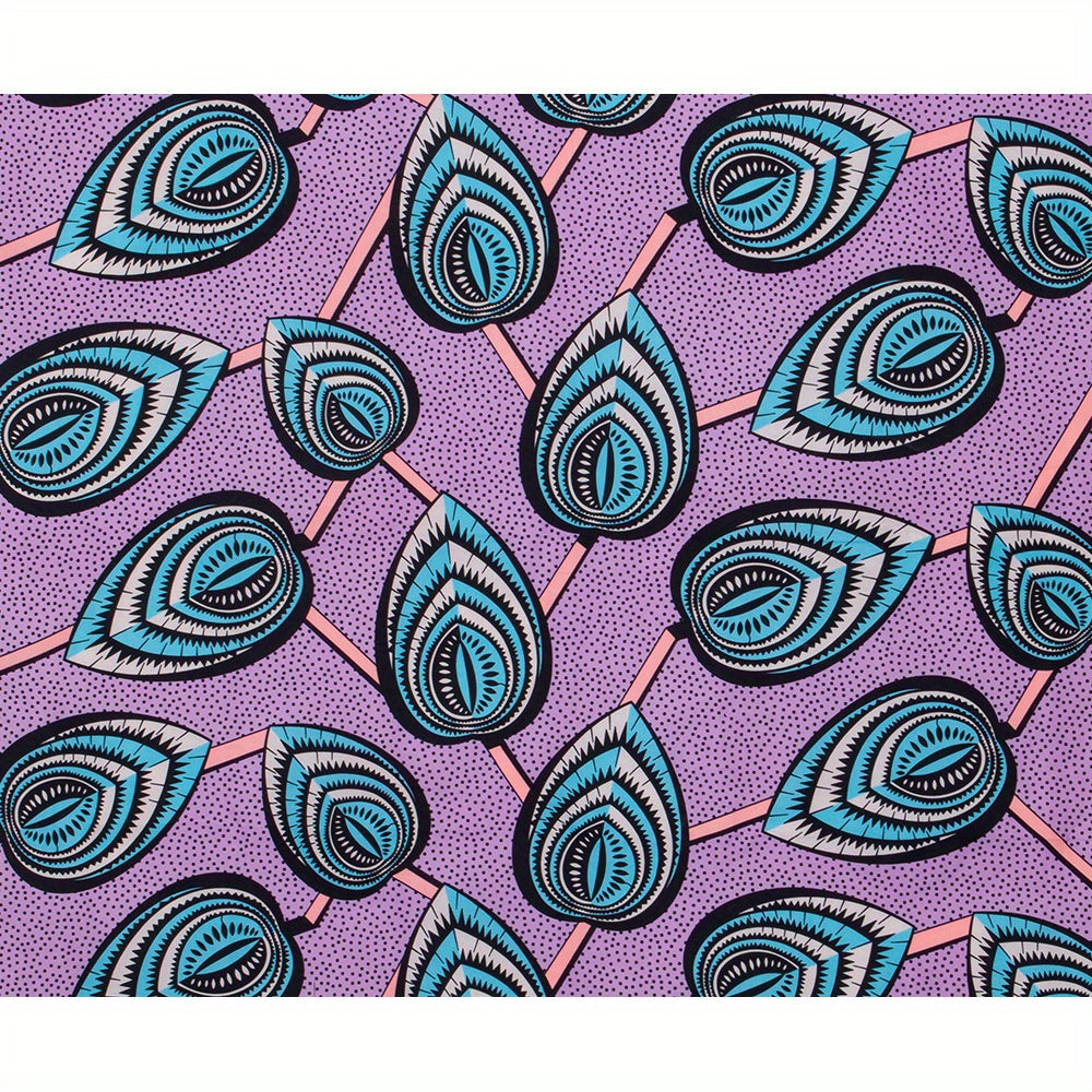 6 Yards African Wax Dye Fabric Pastel Purple Polyester Material